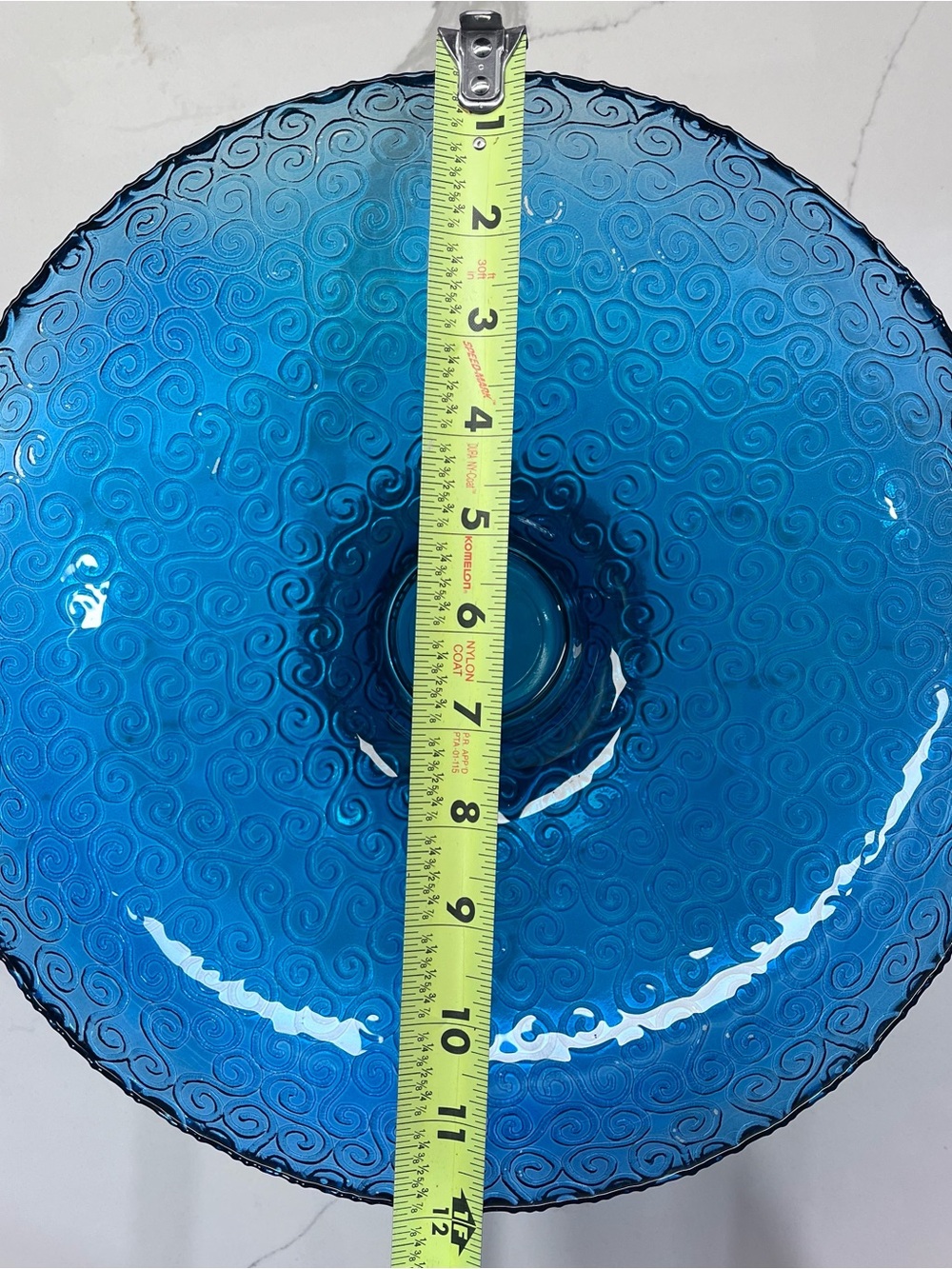 Blue/Green Glass Pedestal Bowl - Decorative Home Art made in Spain - Picture 12 of 12